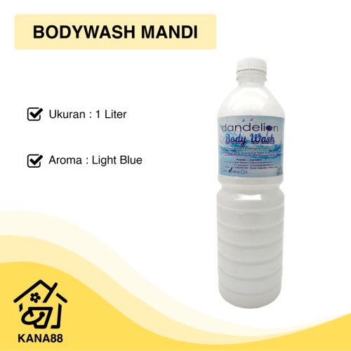 Body Wash Dandelion Botol 1 Liter Light Blue Sabun Badan Mandi