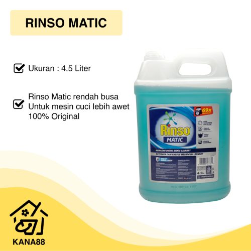 Deterjen Cair Rinso Matic Jerigen 4.5 Liter Sabun Cuci Baju Original