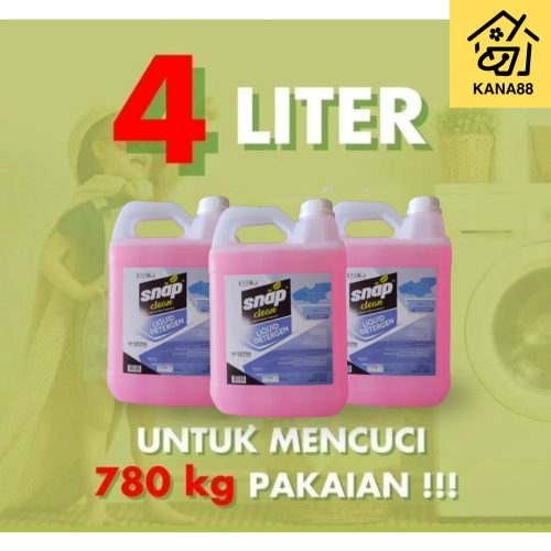Deterjen Cair Snap Clean 4L Liquid Deterjent Matic Rendah Busa
