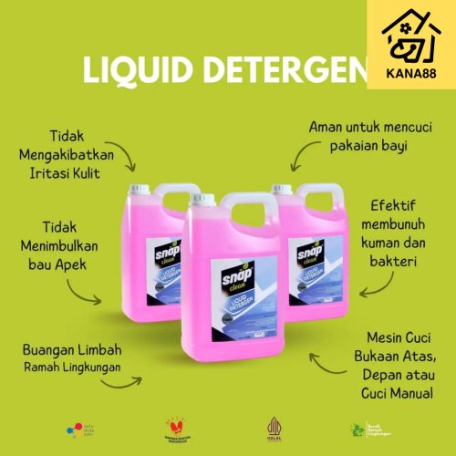 Deterjen Cair Snap Clean 4L Liquid Deterjent Matic Rendah Busa