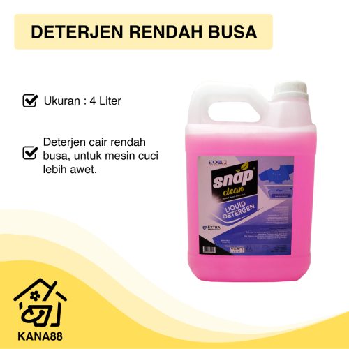 Deterjen Cair Snap Clean 4L Liquid Deterjent Matic Rendah Busa