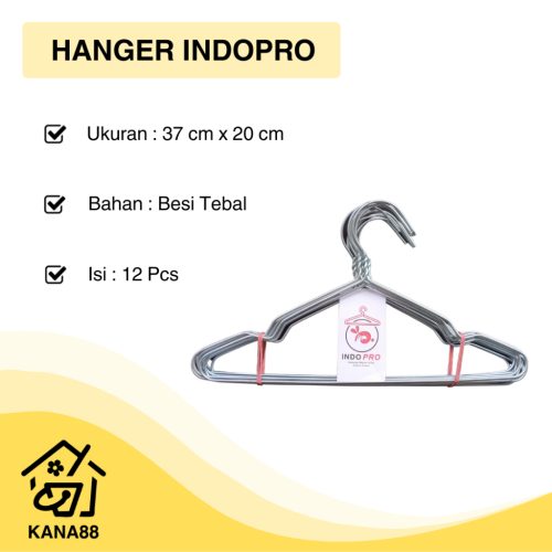 Hanger Baju INDOPRO Gantungan Pakaian Besi Tebal 12 pcs/set Murah