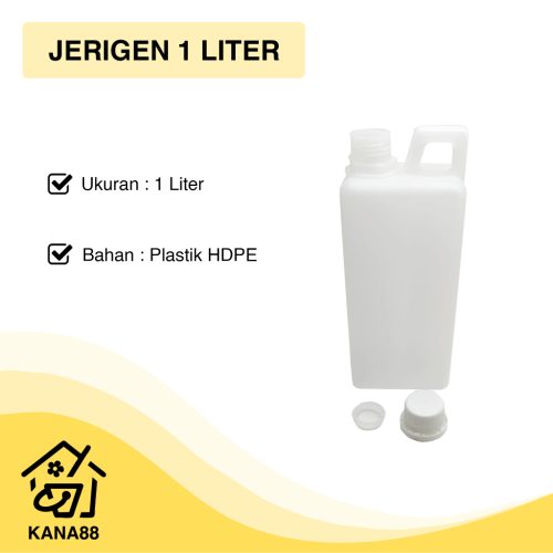 Jerigen 1 Liter Baru Dengan Tutup Dalam dan Luar Plastik Tebal HDPE