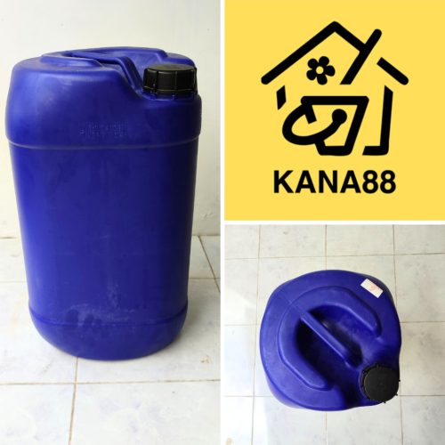 Jerigen Kosong Abu dan Biru 30 Liter Bekas Dengan Tutup Plastik Hitam