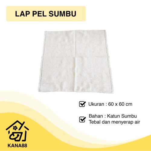 Kain Lap Pel Sumbu Putih 60 x 60 cm Kahan Katun Sumbu