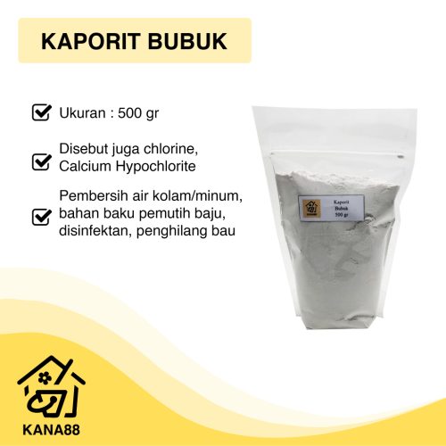 Kaporit Bubuk 500 Gram Calcium Hypochlorite Chlorine Bleach Pemutih Pakaian Pembersih Air Kolam Disinfektan