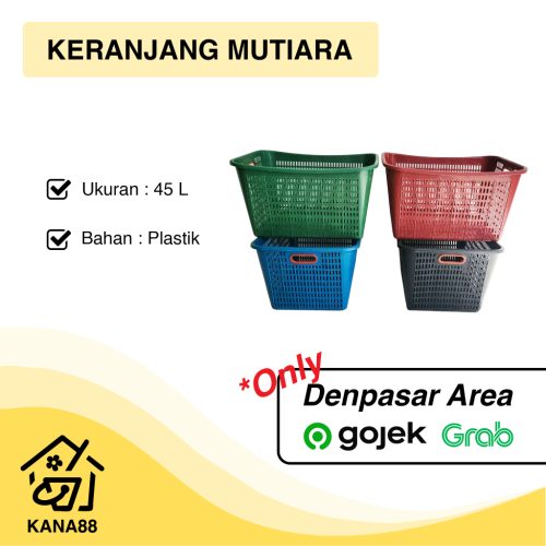 Keranjang Laundry Mutiara 45 Liter Keranjang Plastik Pakaian Serbaguna