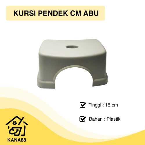 Kursi Pendek CM Abu Plastik Kursi Jongkok Dingklik Bangku Jongkok