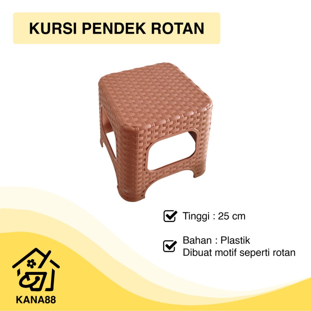 Kursi Pendek Plastik Rotan Green Hill Bangku Dingklik Jongkok