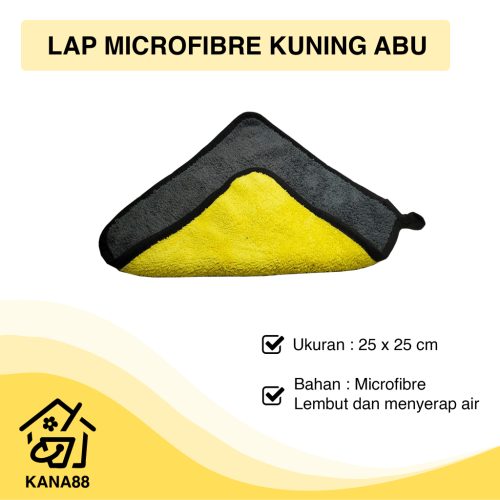 Lap Microfibre Kuning Abu 25 x 25 cm Kain Lap Dapur Ekonomis