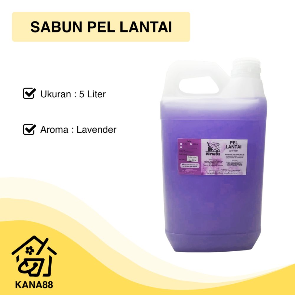 Pel Lantai Lavender 5 Liter Pirwos Sabun Pembersih Lantai Floor Cleaner Liquid Soap Pel Lantai Lavender 5 Liter Pirwos Sabun Pembersih Lantai Floor Cleaner Liquid Soap