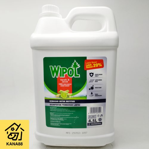 Pel Lantai Wipol Jerigen 4.5 Liter Sereh Jeruk Disinfektan Anti Kuman