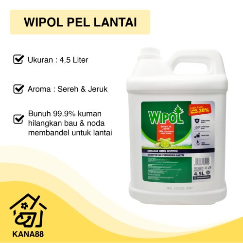Pel Lantai Wipol Jerigen 4.5 Liter Sereh Jeruk Disinfektan Anti Kuman