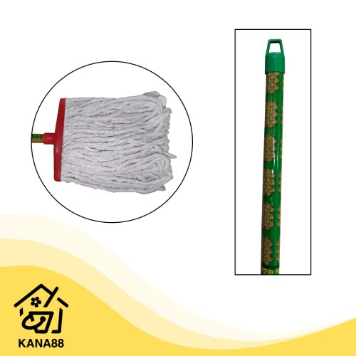 Pel Sumbu Caisar Gagang Kayu Mop Lap Lantai Kain Katun Murah