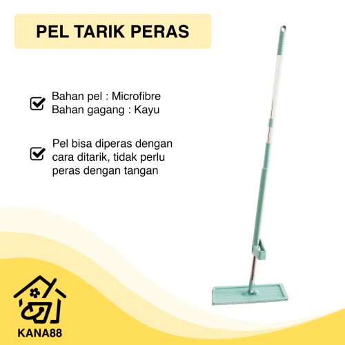 Pel Tarik Peras Microfibre Plastik Flat Mop Tarik Peras Otomatis
