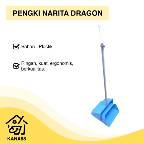 Pengki Narita Dragon Serok Sampah Plastik Lipat Tutup Otomatis