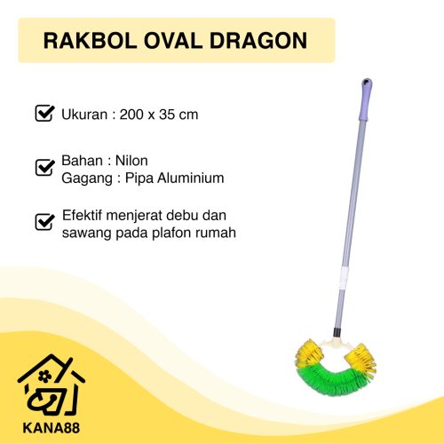 Rakbol Oval Dragon Sapu Plafon Sawang Langit-Langit Telescopic Bisa Dipanjangkan Pembersih Sarang Laba-Laba