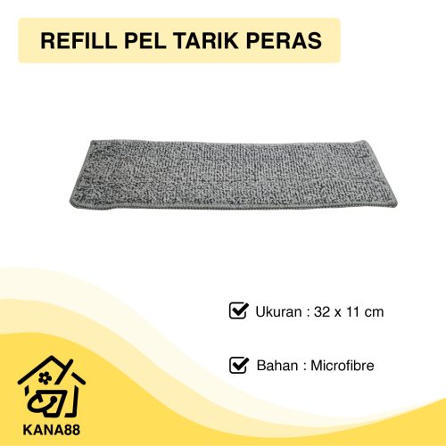 Refill Pel Tarik Peras Microfibre Plastik Flat Mop Tarik Peras Otomatis