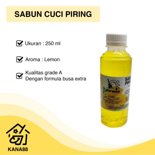 Sabun Cuci Piring Lemon 250 mL Pirwos Grade A Busa Extra Dishwashing Liquid Soap