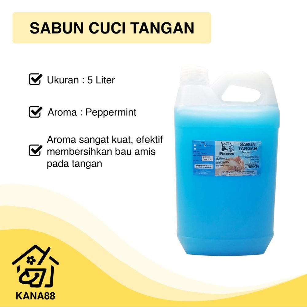 Sabun Cuci Tangan Peppermint 5 Liter Pirwos Hand Soap Mint Hand Wash Liquid Soap Sabun Cuci Tangan Peppermint 5 Liter Pirwos Hand Soap Mint Hand Wash Liquid Soap