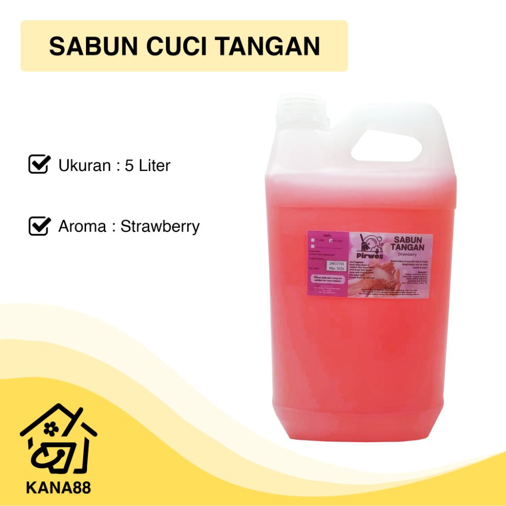 Sabun Cuci Tangan Strawberry 5 Liter Pirwos Hand Soap Hand Wash Liquid Soap Sabun Cuci Tangan Strawberry 5 Liter Pirwos Hand Soap Hand Wash Liquid Soap