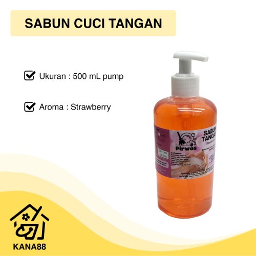 Sabun Cuci Tangan Strawberry 500 ml Pump Pirwos Hand Soap Hand Wash Liquid Soap
