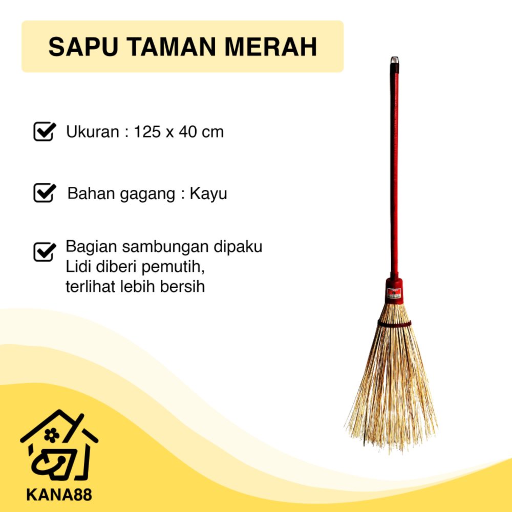 Sapu Taman Merah Super Lidi Panjang Sapu Taman Gagang Kayu Murah Premium Sapu Taman Merah Super Lidi Panjang Sapu Taman Gagang Kayu Murah Premium