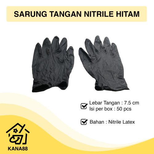 Sarung Tangan Nitrile Latex Hitam 1 Box isi 50 pcs Latex Handgloves