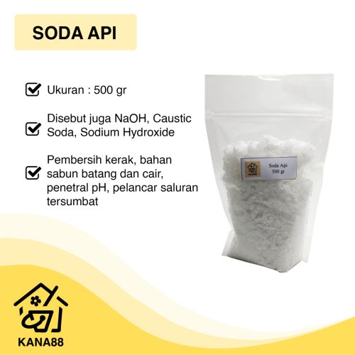 Soda Api 500 Gram NaOH Sodium Hydroxide Caustic Soda Pelancar Saluran Tersumbat Pembersih Kerak