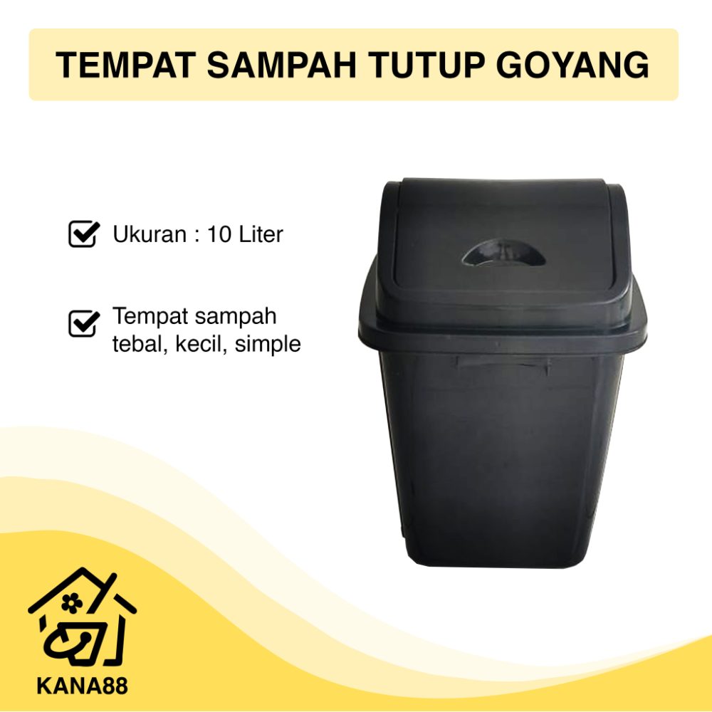 Tempat Sampah Tutup Goyang 10L Plastik Dustbin