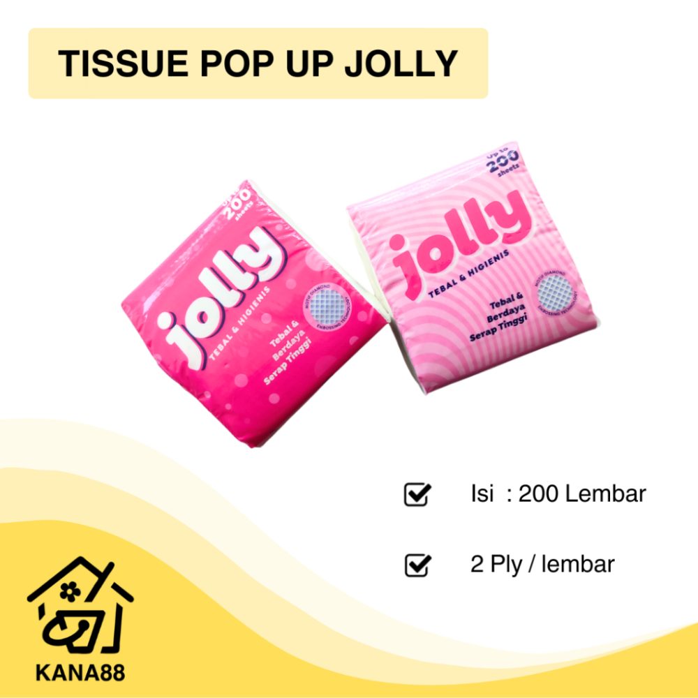 Tissue Pop Up Jolly Isi 200 Lembar 2 Ply Multipurpose