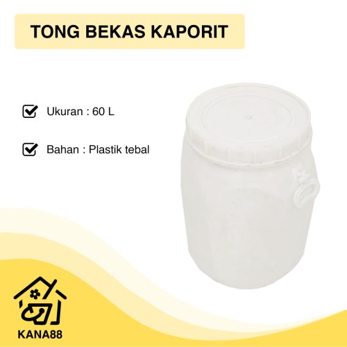 Tong Bekas Kaporit Pemutih 60L Drum Plastik Tempat Sampah Tebal +Tutup