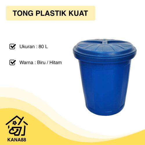 Tong Kuat 80L Drum Plastik HDPE Tempat Sampah Ember Jumbo