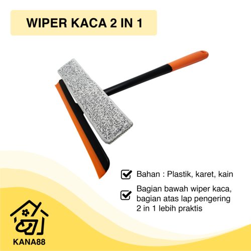 Wiper Kaca 2 in 1 Potens Pengering Pembersih Kaca Window Squeeze